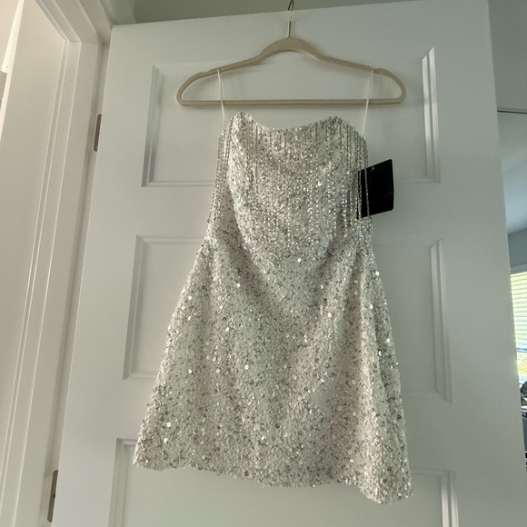 Retrofete Silver Sequin Mini Dress - Picture 8 of 11